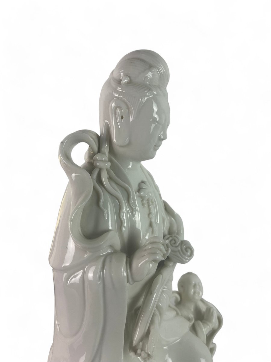 19th Century Chinese White Porcelain Statuette of the Goddess Guanyin, China