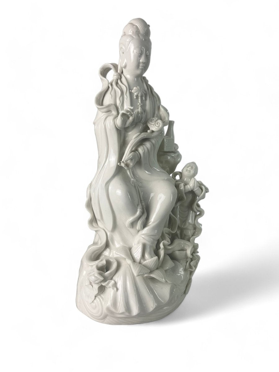 19th Century Chinese White Porcelain Statuette of the Goddess Guanyin, China