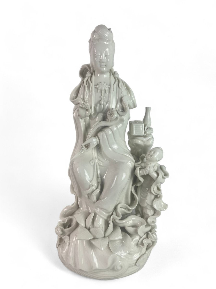 19th Century Chinese White Porcelain Statuette of the Goddess Guanyin, China