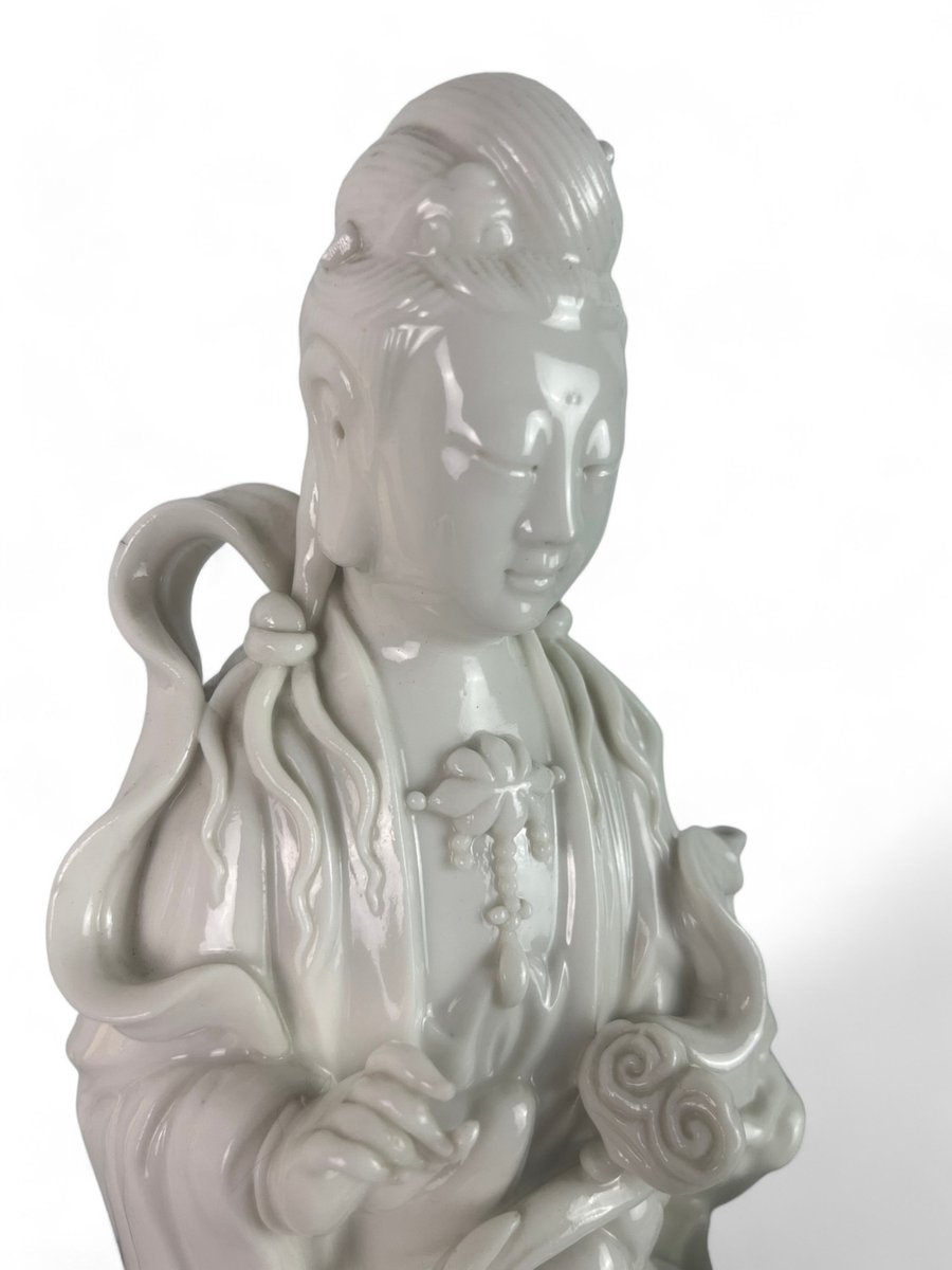 19th Century Chinese White Porcelain Statuette of the Goddess Guanyin, China