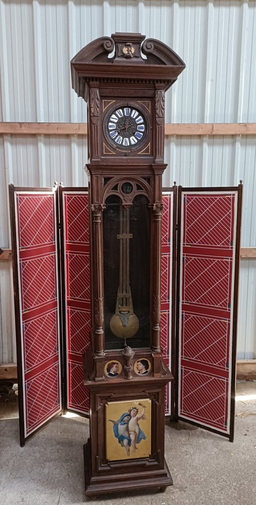 19th Century Clock with Hand-Painted Portraits