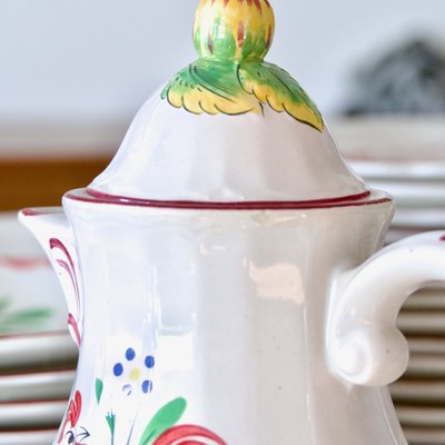 19th Century Coffee Service with Hand-Painted Rooster from St Clément, 1890s, Set of 15-SHG-2031543