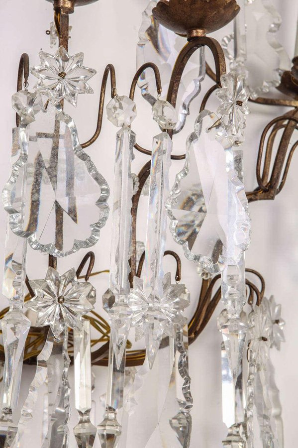 19th Century Continental 7 Branch Cut-Glass Wall Lights, Set of 2-MBH-1032299