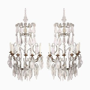 19th Century Continental 7 Branch Cut-Glass Wall Lights, Set of 2-MBH-1032299