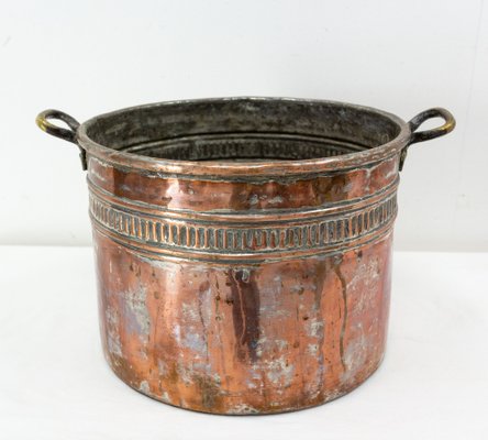 19th Century Copper Jardinière Planter With Two Handles, South of France-RIU-1277990