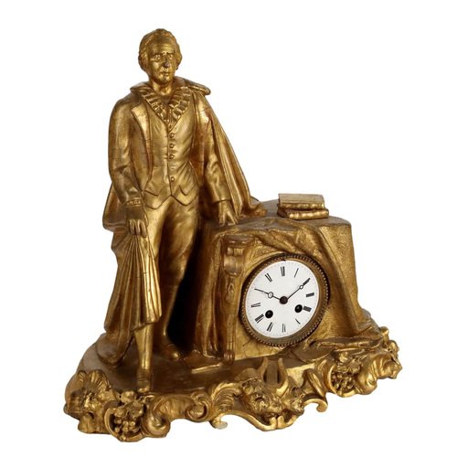 19th Century Countertop Clock Gilded Wood, France