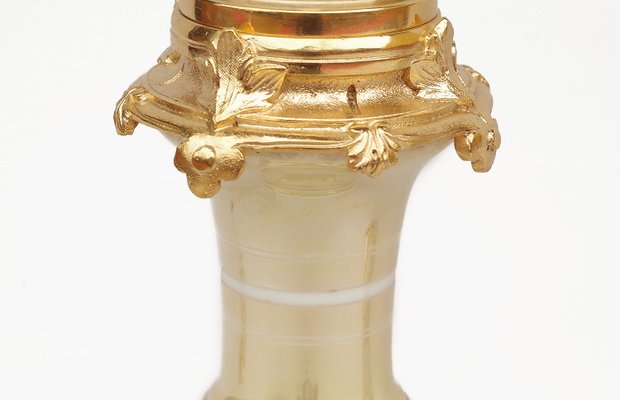 19th Century Cream and Gold Iridescent Porcelain Table Lamps, Set of 2-CEJ-557860