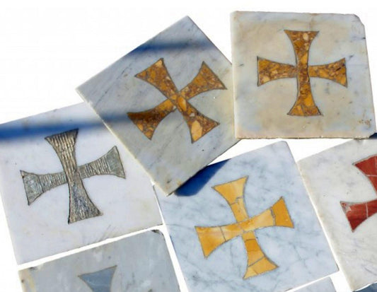 19th Century Crosses in Carrara Marble, Malta, Set of 8