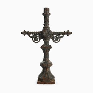 19th Century Crucifix Candle in Cast Iron-NQ-636678