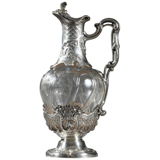 19th Century Crystal Silver Mounted Ewer from Edouard Ernie, 1880s