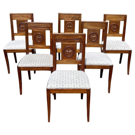 19th Century Directoire Style Mahogany Chairs, Set of 6