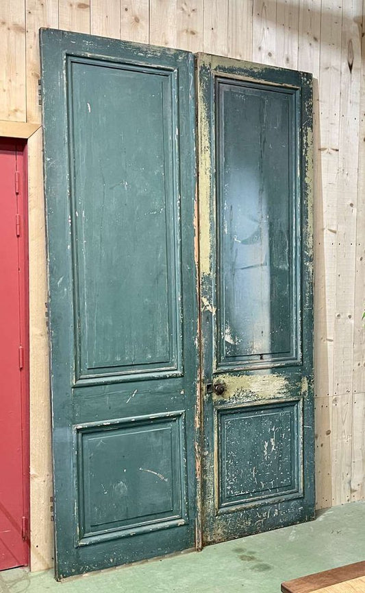 19th Century Double Interior Fir Door from a Manor