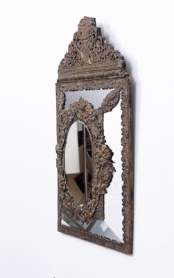 19th-Century Dutch Brass Repousse Cushion Mirror-GCG-1003549