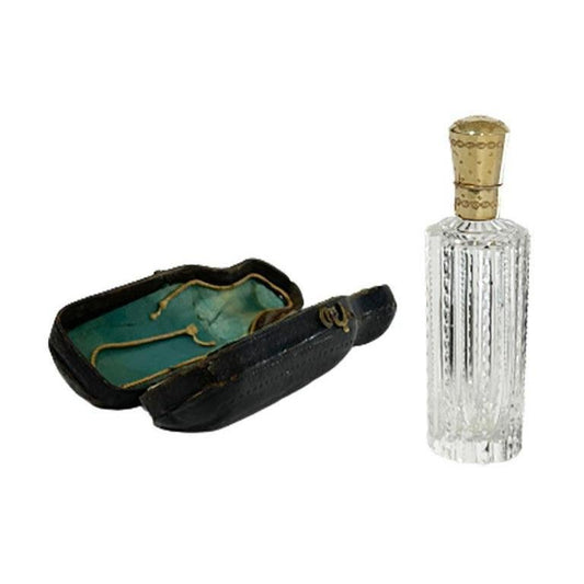 19th Century Dutch Crystal and Gold Scent or Perfume Bottle