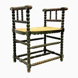 19th Century Dutch Jacobean Style Ebonised Oak Bobbin Bench-ZCY-1799596