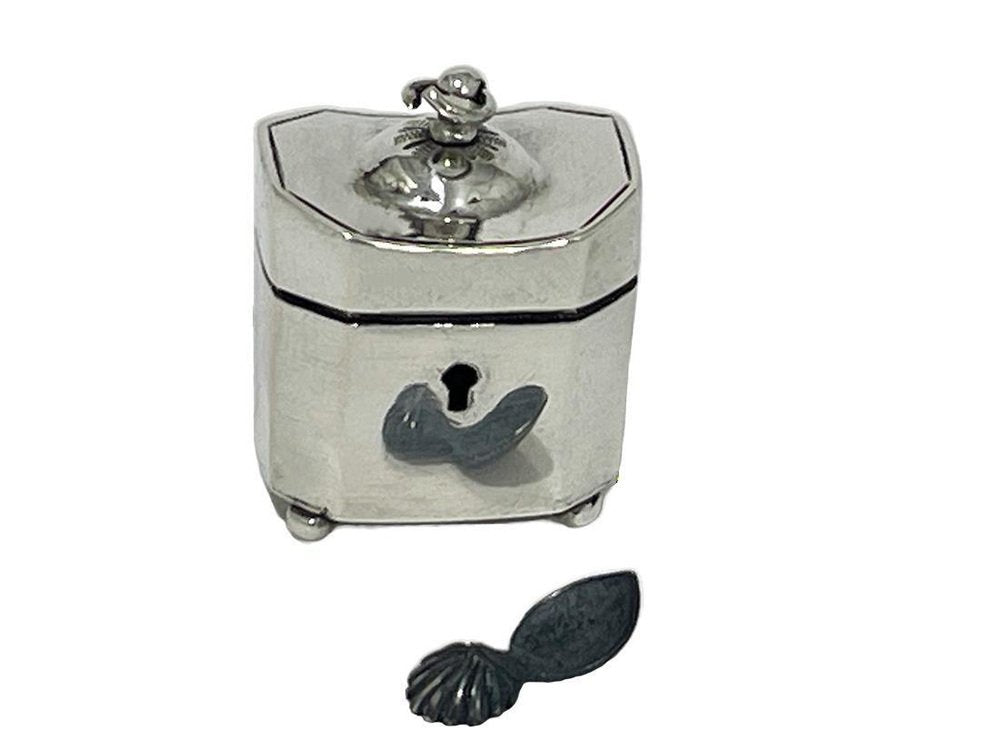 19th Century Dutch Miniature Dollhouse Silver Tea Caddy