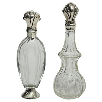 19th Century Dutch Silver and Crystal Scent or Perfume Bottles, Set of 2-UCH-1224957