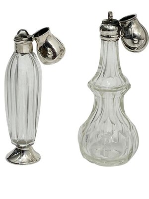 19th Century Dutch Silver and Crystal Scent or Perfume Bottles, Set of 2-UCH-1224957