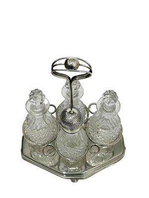 19th Century Dutch Silver and Diamond Cut Crystal Cruet, 1816, Set of 5-UCH-1301281