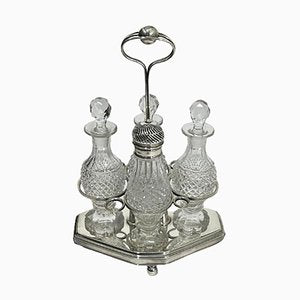 19th Century Dutch Silver and Diamond Cut Crystal Cruet, 1816, Set of 5-UCH-1301281