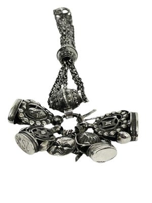 19th Century Dutch Silver Chatelaine with 4 Cachets and Charms-UCH-1224261