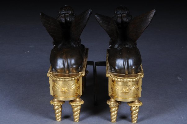 19th Century Empire Brass Sphinx Chimneys, 1860s, Set of 2-FLW-1402218