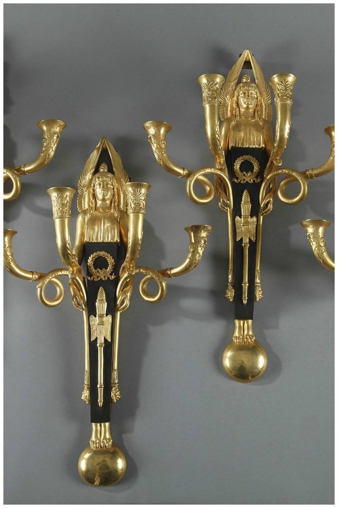 19th Century Empire Bronze Sconces, Set of 2