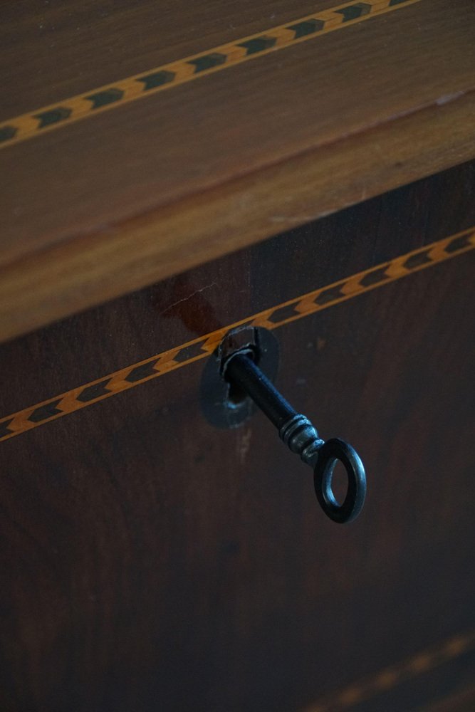 19th Century Empire Danish Mahogany Dresser with Intarsia