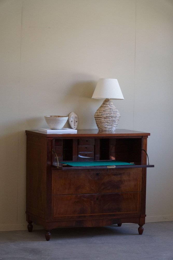 19th Century Empire Danish Mahogany Dresser with Intarsia