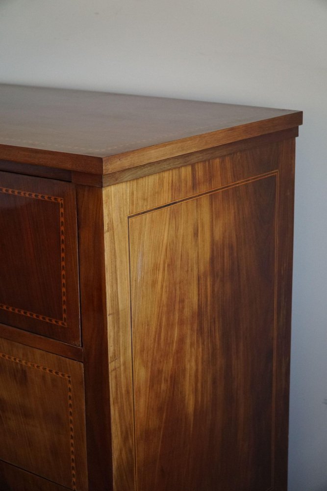 19th Century Empire Danish Mahogany Dresser with Intarsia