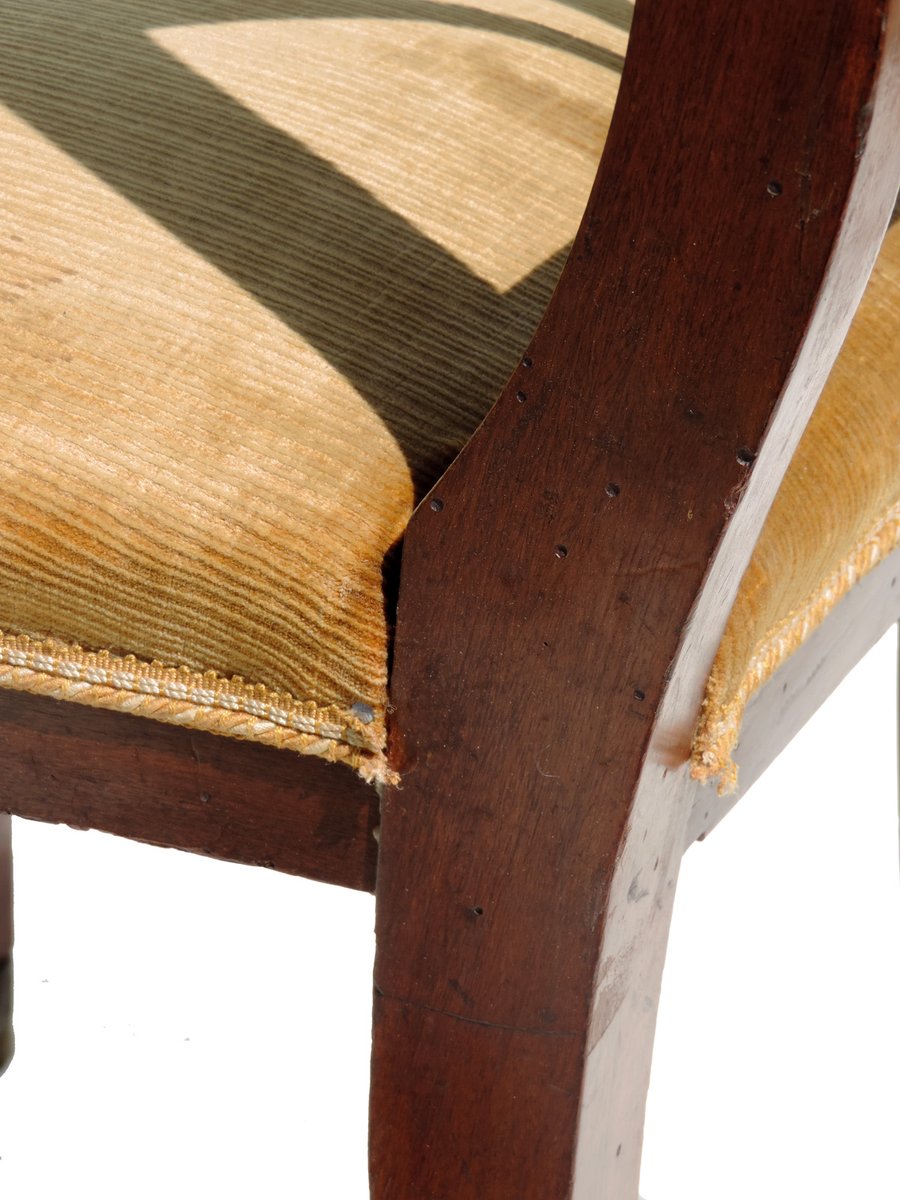 19th Century Empire Marquetry and Bronze Side Chair, Italy