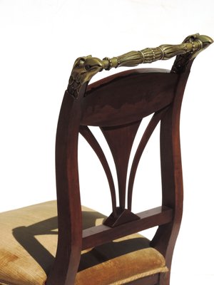 19th Century Empire Marquetry and Bronze Side Chair, Italy-KGD-928659