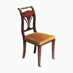 19th Century Empire Marquetry and Bronze Side Chair, Italy-KGD-928659