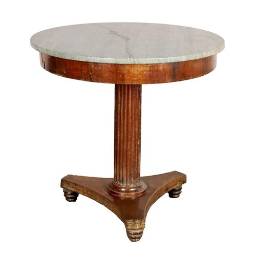 19th Century Empire Side Table in Walnut Veneer, Italy