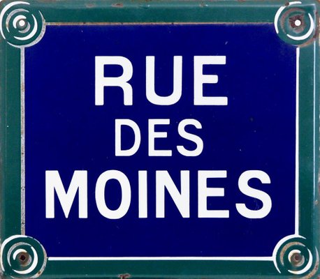 19th Century Enamel Paris Road Sign Rue Des Moines-SA-636427