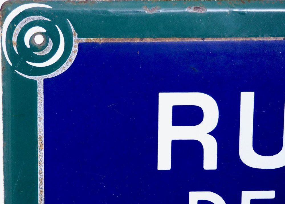 19th Century Enamel Paris Road Sign Rue Des Moines