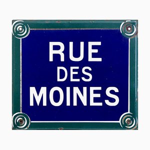 19th Century Enamel Paris Road Sign Rue Des Moines-SA-636427