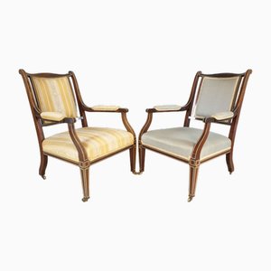 19th Century English Armchairs in Sheraton Style, Set of 2-CYY-2031349