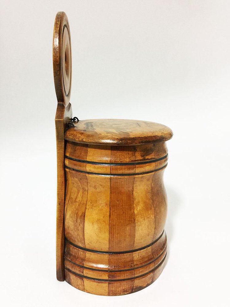 19th Century English Barrel Shaped Wall Mounted Salt Box