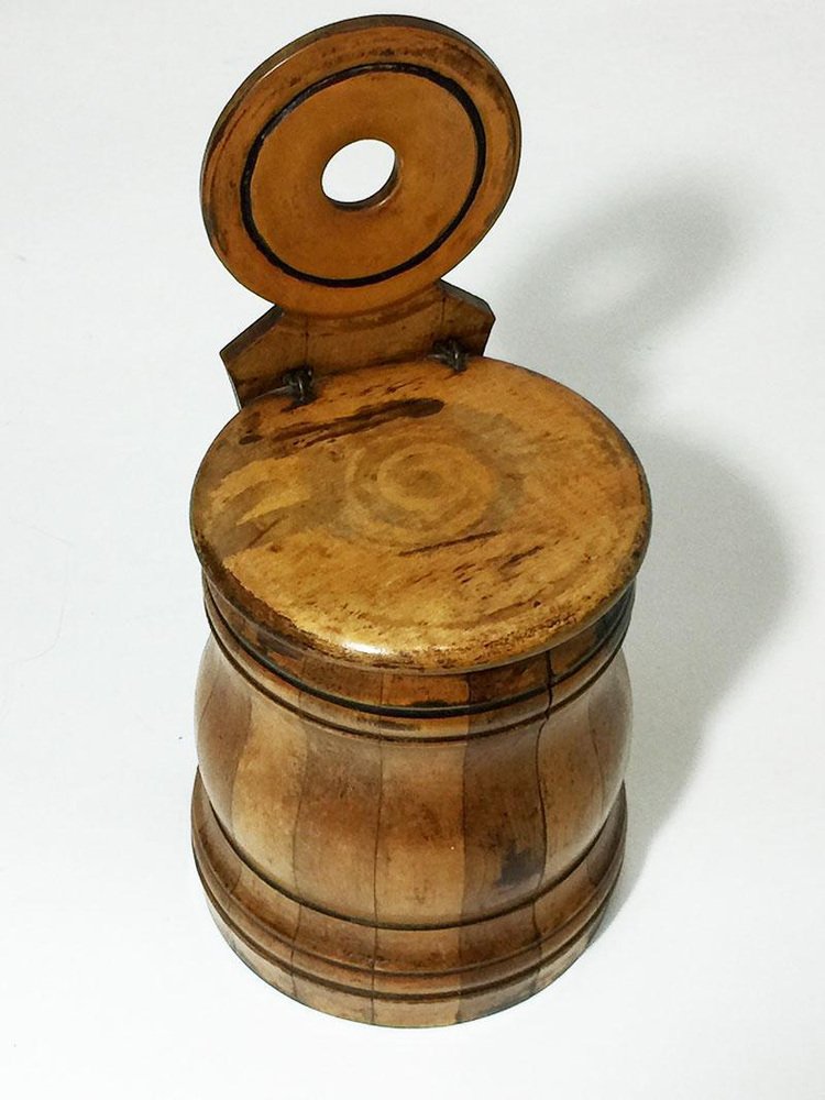 19th Century English Barrel Shaped Wall Mounted Salt Box-UCH-1224460