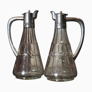 19th Century English Cut Glass and Sterling Silver Oil and Vinegar Cruet Set, Set of 2-AXE-1433465