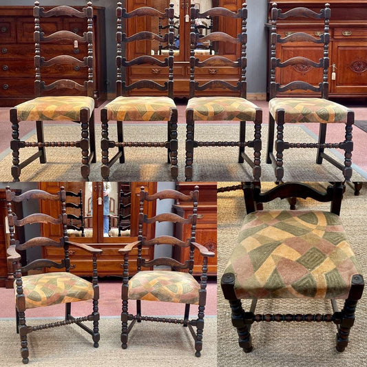 19th Century English Dining Chairs in Oak, Set of 6