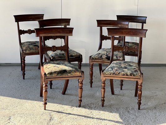 19th Century English Mahogany Dining Room Chairs and Table, 1850s, Set of 7-SSK-1788154