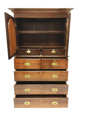 19th Century English Mahogany Linen Cupboard-UCH-1224489