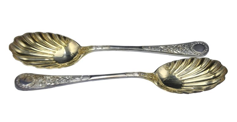 19th Century English Silver Serving Cutlery, Set of 2-ZCI-752607