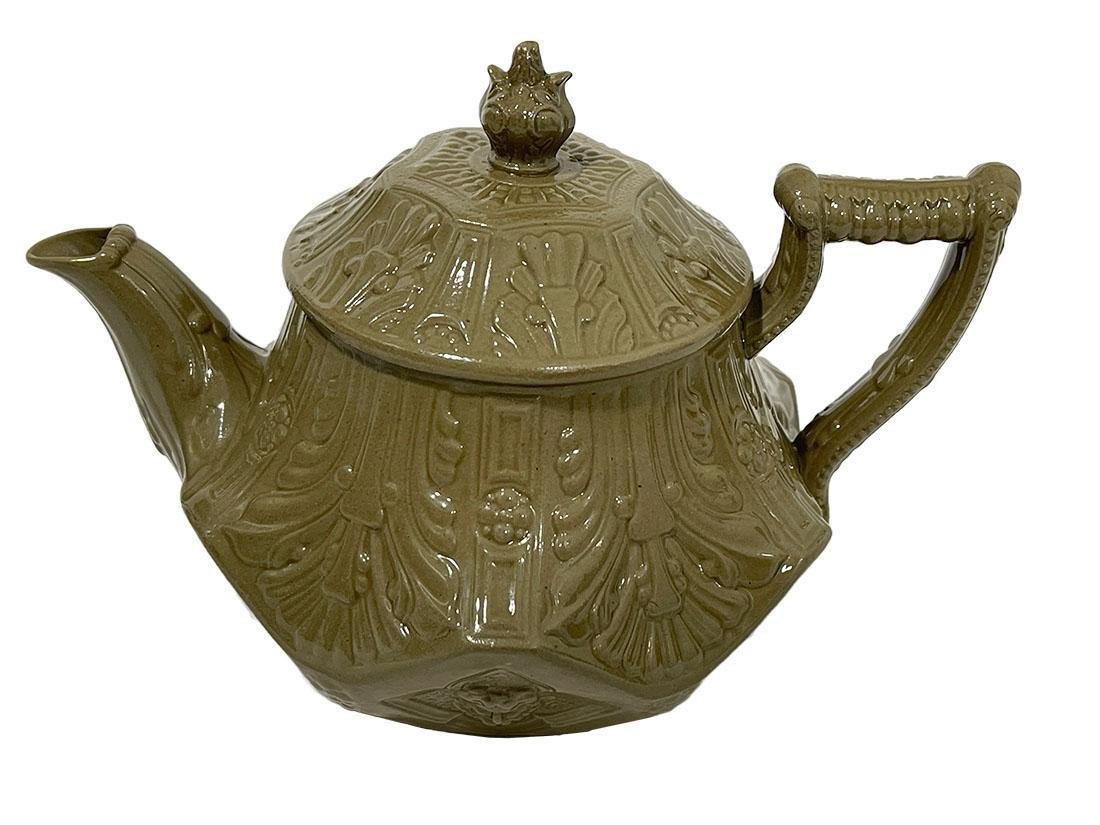 19th Century Etruria Drab Stoneware Smear-Glazed Teapot from Wedgwood