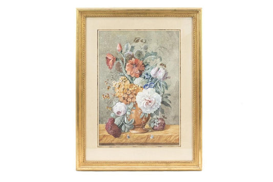 19th Century Flowers Bouquets Gouaches, Set of 2