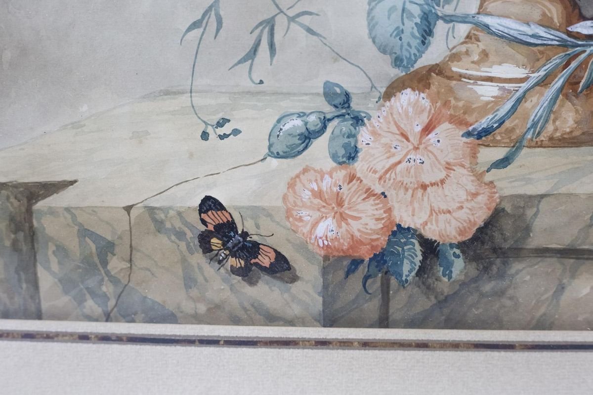 19th Century Flowers Bouquets Gouaches, Set of 2