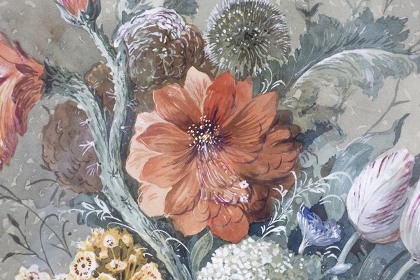 19th Century Flowers Bouquets Gouaches, Set of 2-CEJ-626744