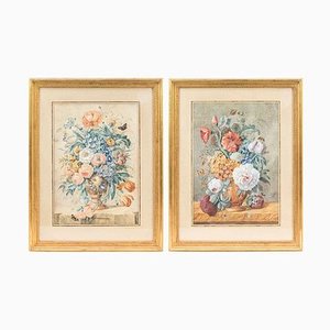 19th Century Flowers Bouquets Gouaches, Set of 2-CEJ-626744